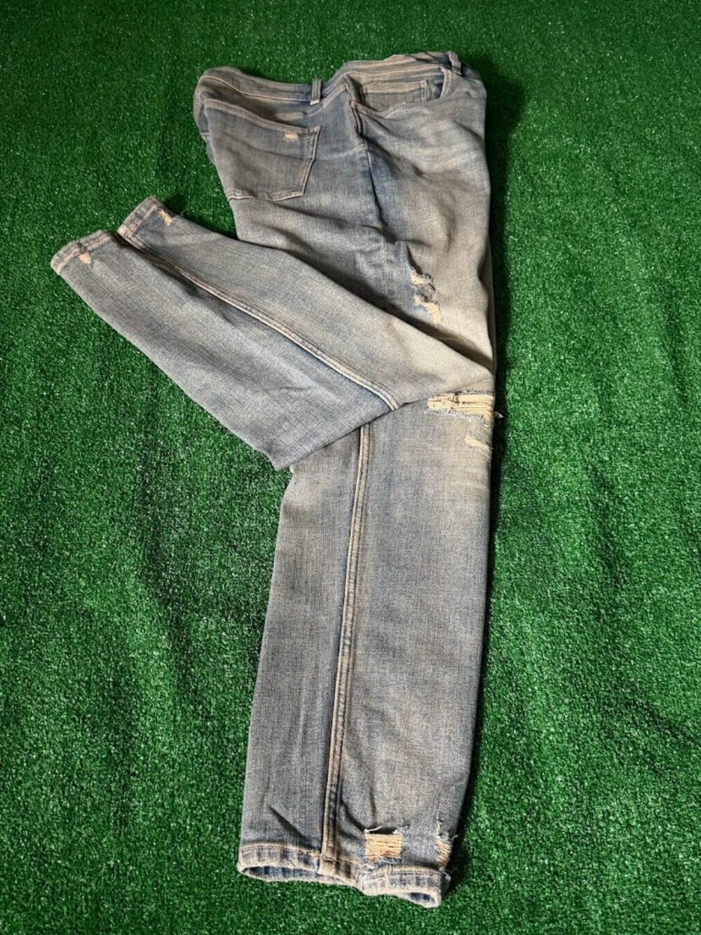 Zara Men's Mid Waist Distressed Slim Fit Jeans Size 36 Dusty Earth Tone Wash NWT